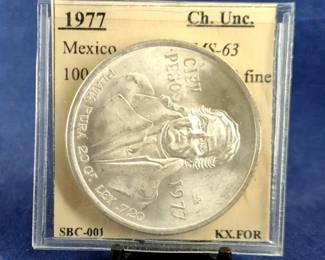 1977 CH. UNC. MS 63 Mexico 100 Peso Coin