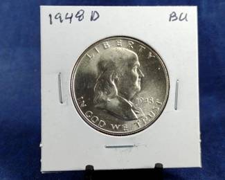 1948 D BU Franklin Half Dollar Coin