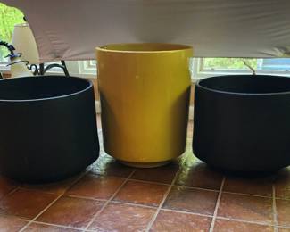 Large MCM Gainey Pottery planters
2 - 19.5" diameter x 15" tall
1-  17" diameter x 20.5" tall