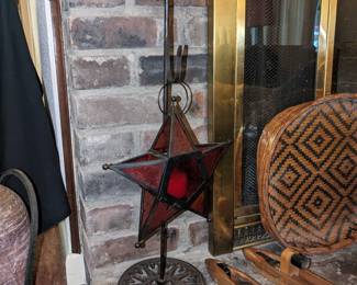 Stained glass star shaped candle holder & stand
