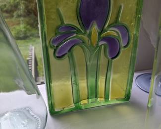Purple Iris Flower Ice block planter/vase 