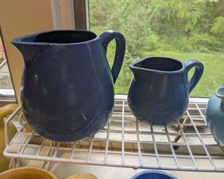 Antique Stoneware Blue salt glaze pitchers 