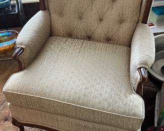 Vintage tufted armchair and matching sofa