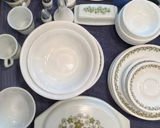 Whole collection of Pyrex green "Spring Blossom" dishes!
