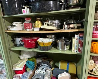 VIntage stand mixer, bakeware and roasting pans - located in the basement