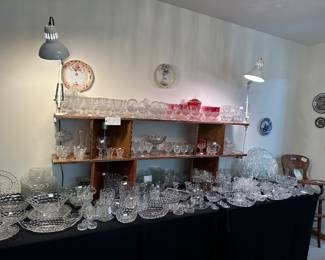 Overview of dining room - Fostoria glassware
