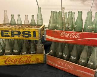 Pepsi Coca Cola Vintage Bottles Crates Bundle