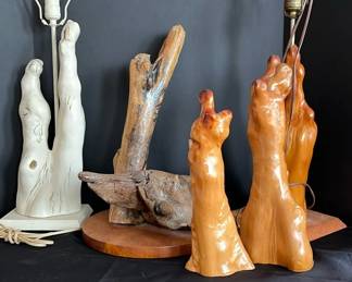 Vintage Cypress Knees Lamps And Decor Items 