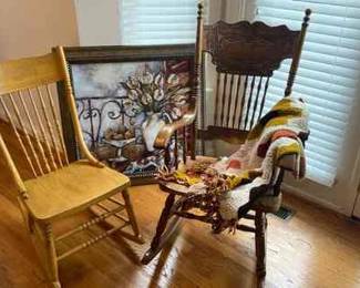 Rocking Chairs, Still Life Picture, Macrame Throw 