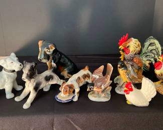 Occupied Japan Dogs, Enesco Birds, Lefton Roosters 
