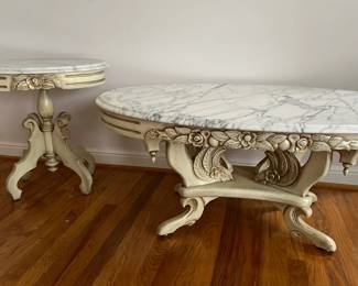 Marble Top Side Table And Coffee Table 
