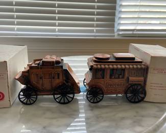 1960s Copper Stage Coach and Popcorn Banks with Original Boxes