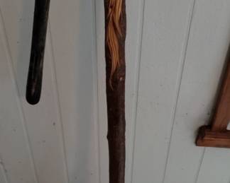 Handmade broom with carving in the handle