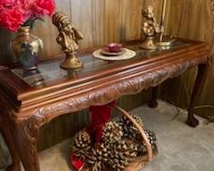 Wood and glass sofa table