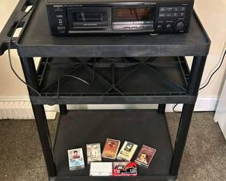 Portable Media Stand With Onkyo Stereo Cassette Tape Recorder 