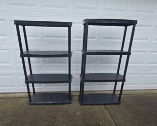 Two Black Plastic Storage Shelves 5659 Tall