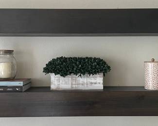 Pair Of 48" Floating Shelves With Decor - Faux Plants, Candles, And Books