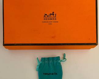 Hermes Paris Orange Box And A Tiffany Company Bag