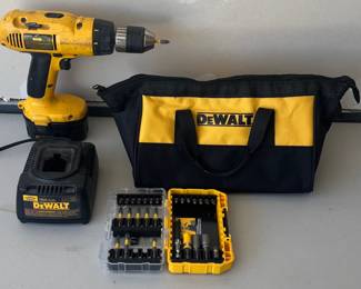 DeWalt DW990 Half Inch 14.4V Cordless Drill With Battery, Charger, Bits, And Bag