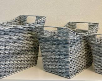 Set Of 3 Stacking Faux Wicker Baskets