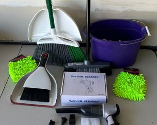 Cleaning Lot - Cordless Vacuum With Attachments, Brooms, Microfiber Wash mits, And More