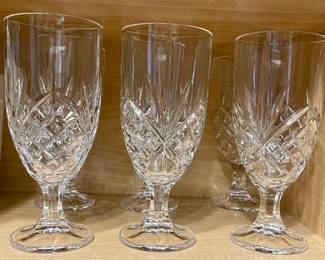 6 Glass Pineapple Design Footed Drinking Glasses 