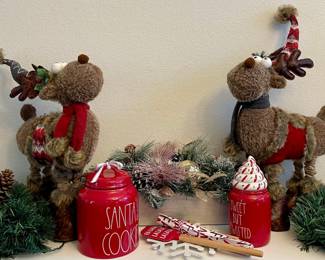 Holiday Decor - Pair Of Caffco Reindeer, Light Up Garlands, Rachel Zoe Faux Greenery, Cookie Jars, & More 