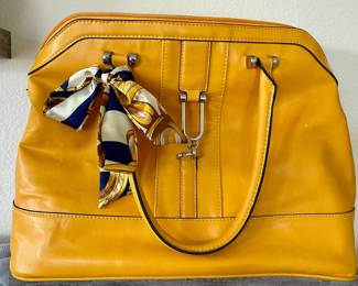 London Fog Yellow Leather Purse With Additional Handle