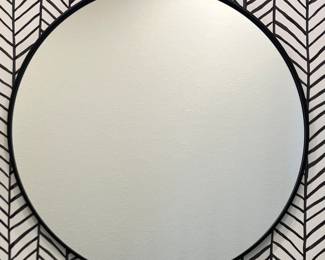 30" Round Wall Mirror With Black Metal Frame