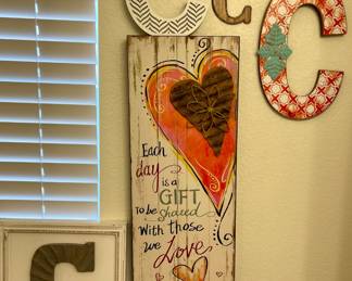 Painted Wood Wall Art - Each Day Is A Gift, Letter C