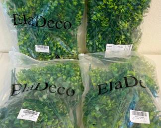 4 Bags Of Eladeco Artificial Boxwood Plants