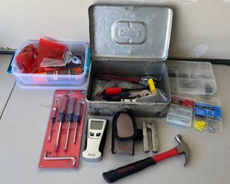 Small Tool And Hardware Lot - Multitool, Stud Finder, Craftsman Screwdrivers, And More