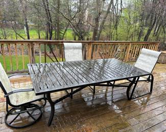 7' Metal Table with hole for umbrella 