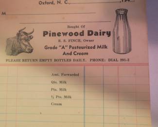 Vintage pinewood dairy order forms 
