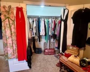 One closet of 3 women's clothing