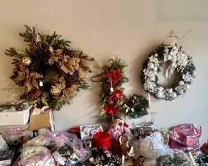 Christmas decor - lots of greenery, lights, candles