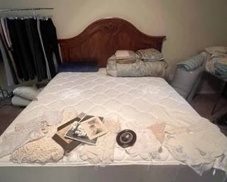 King bed, lace, vintage photos