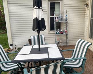 Rocking swivel chairs, table and umbrella--CHEAP!