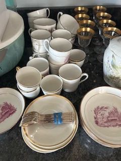 Fine Coffee saucers and plates with spoons
