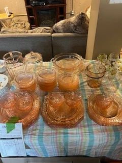 Set of Depression Glass, desirable pink service for 10