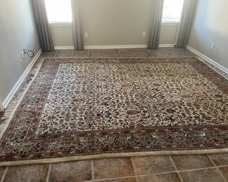 Hand knotted vintage Persian rug. Nice neutral palate. Very large. 