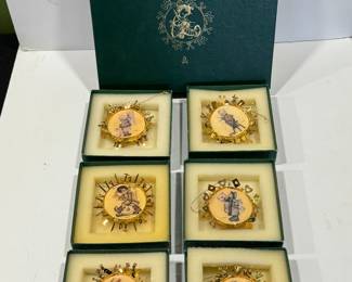 M.I. Hummel Gold Christmas Ornaments Collection Set of 12