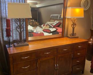 Dresser with Mirror
Great condition!
6’ long x 19” deep
3’ tall to top of dresser, 81” to top of mirror
Must be able to move and load yourself 

**We have matching bed, entertainment center & nightstand for sale as well.