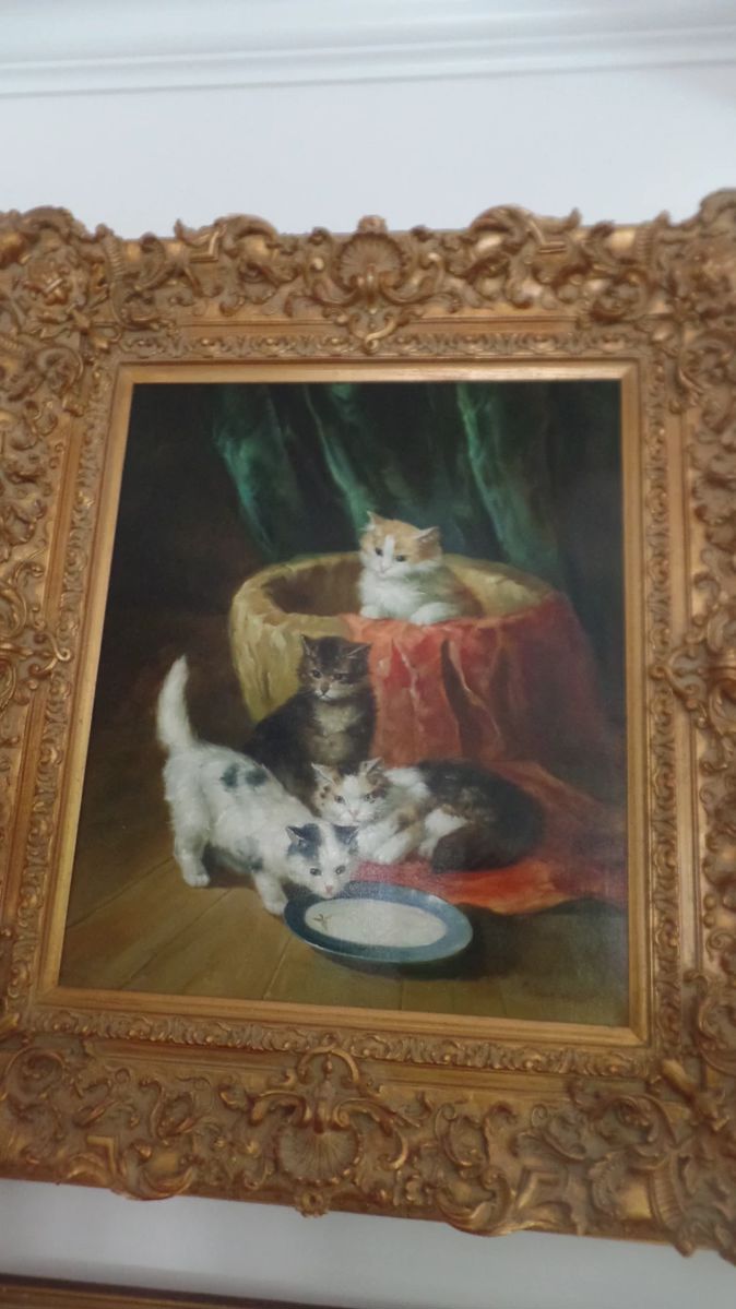 a. kittens at play approx. size 40"x34" signed   was $2,100 now  $1,200   sold