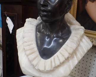 p.  large marble antique bust 23" high  was $2200 buy now $1,200  one of a pair man and woman