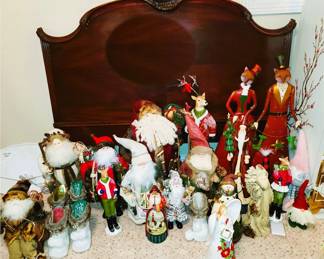 Mahogany Headboard.  Large Christmas and Santa Collection