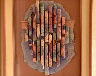 Southwestern Motif Textured Paper Sculpture in Shadow Box