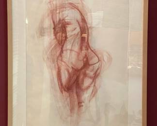 Arnette Jens Zerbe signed & framed pastel nude study. Married to actor Anthony Zerbe.