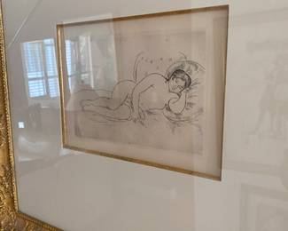 Original Renoir Etching "Femme nue couchee" 1906 w/ COA