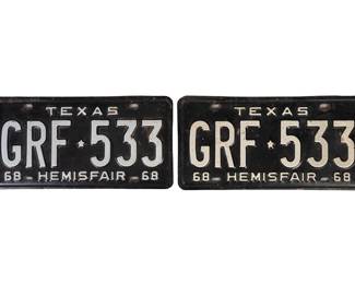 Vintage HemisFair 1968 license plates
